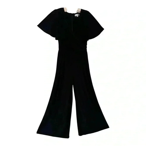 Black Wide Leg Jumpsuit | Wrap Front Tie Waist | Harper Rose - Women’s Large - Picture 7 of 9